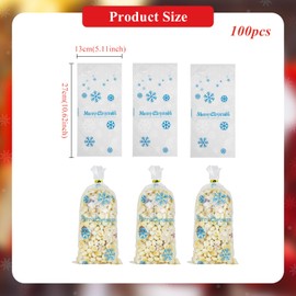 100pcs Christmas Cellophane Bags Christmas Sweet Bags Snowflake Christmas Party Bags Xmas Clear Treat Sweet Goody Bags with Twist Tie for Christmas Party Supplies Y8XH100PKD