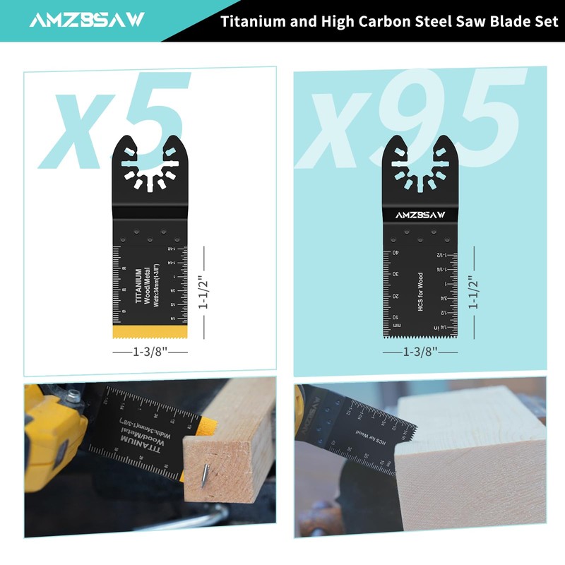 AMZBSAW 100 PCS Blades, Titanium and High Carbon Steel Saw