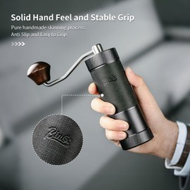 Manual Coffee Bean Grinder, Portable Hand Espresso Grinder with 6 Star CNC Stainless Steel Conical Burr,16 Internal Adjustable Setting and Double Bearing, Portable Carry Bag, 25g Capacity