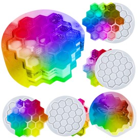 DIYBravo 5Pcs Honeycomb Coaster Resin Molds with Bee Box Mold Set, Coaster Silicone Molds for UV Resin, Cup Mats Molds Epoxy Coaster Molds for DIY Resin Crafts, Home Decoration