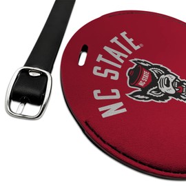 NC State Wolfpack Round Leather Luggage Card Suitcase Carry-On ID Tag