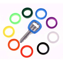 Mini Skater 9 Pcs Plastic Key Caps Tags PVC Key Identifier Coding Sleeve Rings Label ID for Identifying Keys,9 Assorted Colors