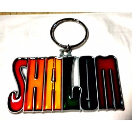 SHALOM Keychain * Vintage Stained Glass Ornament * Suncatcher Rainbow