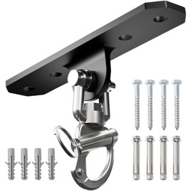 Yes4All Punching Bag Hanger, Stainless Steel Swivel Chain with 4 Snap Hooks for Heavy Bag, Gym Swing, Trapeze, and Hammock, 360° Rotation Heavy Duty Swing Hanger