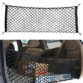 Car Rear Cargo Net, Universal Adjustable Elastic Trunk Cargo Storage Organizer Net, Double-Layer Storage Nylon Mesh Compatible for SUV, Jeep, Truck（43.3 x 15.7in）