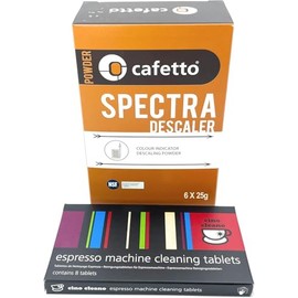 Cino Cleano Espresso Machine Cleaning and Descaling Bundle of 8 Tablets and Box of 6 Spectra Sachets for all Breville Machines (8 Tablets and 6 Sachets)