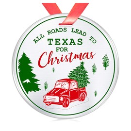 Elegant Chef All Roads Lead to Texas for Christmas- Christmas Ornament Gift for Family Friends- Tree Hanging TX Festival Decoration for Xmas Holidays Celebration- 3 inch Flat Stainless Steel