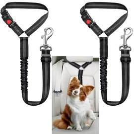 2PCS 2 in 1 Dog Seatbelts for Cars, with Anti-Shock Elastic Bungee Buffer for All Vehicles,Restraints Vehicle Seatbelts Harness
