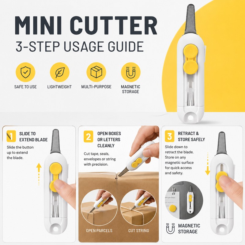 Magnetic Mini Box Cutter for Home & Office Use –
