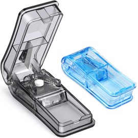 Opret Cortador de Pastillas Portátil, Corta Pastillas de Precision en 4 Trozos, Partidor de Pastillas con Cuchilla para Píldoras Pequeñas y Grandes
