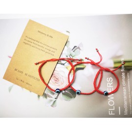 Sucanra Evil Eye Bracelet Adjustable Lucky Red String Kabbalah Protection Bracelet Mommy and Me Matching Bracelet Set for Family Women Men (3Pcs Pack (Braided Rope Style))