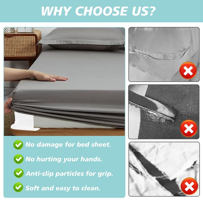 AABDTYYD Bed Sheet Straps - Pack of 4, Strong Mattress