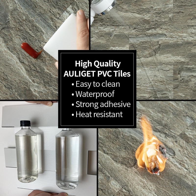 AULIGET 2-Piece Apache Brown Rock Peel and Stick Backsplash Wall