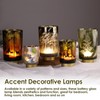 Eywamage Battery Operated Glass Table Lamp, Boho Green Ferns Leaves