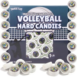 1LB Hard Volleyball Candies, Individually Wrapped Old Fashioned Treats, Sports Team Party Favors, Blue Raspberry Flavored