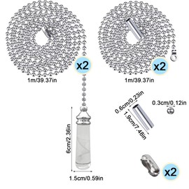 4 Pcs Light Pull Cord Set with Beaded Pull Chain Extensions and Connectors, Bathroom Light Pull with Crystal Cylinder, Light Pull Chain Extension, Ceiling Light Fan Switch for Bathroom Toilet (100cm)