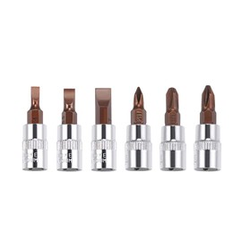 uxcell 1/4" Drive Phillips Slotted Bit Socket Set, S2 Steel Bits, CR-V Sockets 6-Piece (PH1-PH3, FD4-FD7)