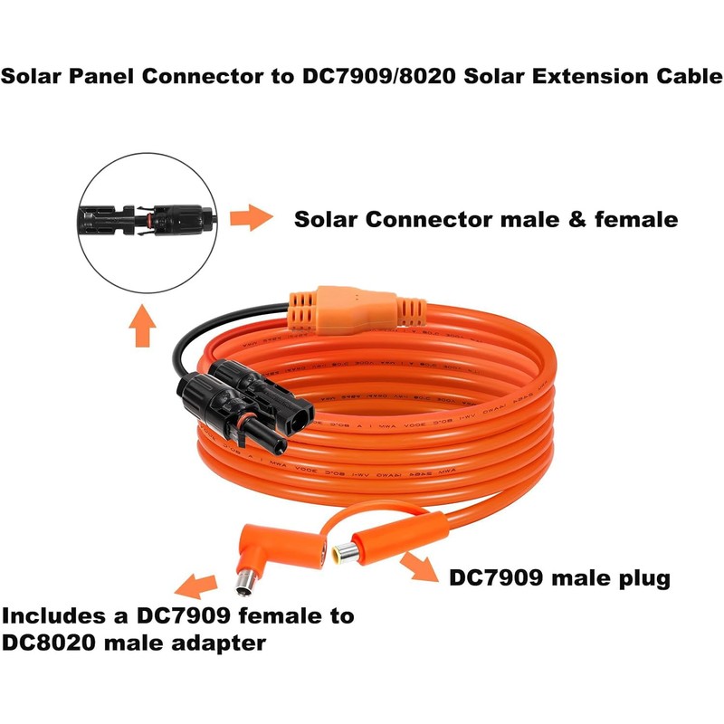 Behaunty Solar Connector to DC 8mm Adapter Cable 50FT, 12AWG
