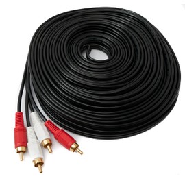 System-S RCA 2 RCA Cable 20 m Male to Male Stereo AV Adapter in Black