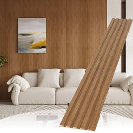 POHARE Slat Wall Paneling,8-Pack 3D WPC Wood Wall Panels,Acoustic Wall Panels for Interior Wall Decor,Living Room,Bedroom,Golden Oak,95 x 6 in