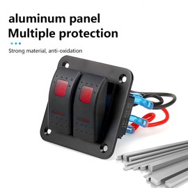 WANGCL Aluminum- 12v/24v Control Panel 2 Position ON/OFF Toggle Switch Waterproof Rocker Switch Panel with Red LED Light for Car RV Caravans Trailers Boat