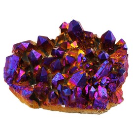 SUNYIK Purple Aura Titanium Quartz Crystal Cluster,Drusy Flame Geode Gemstone Specimen Figurine(0.4-0.5lb)