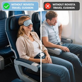 Rovista Self-Inflating Airplane Seat Cushion for Long Flights – Portable Travel Cushion Airplane Seat - Memory Foam Travel Seat Cushion Providing Pressure Relief and Premium Comfort (Black)