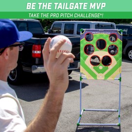GoSports Pro Pitch Challenge Baseball Toss Game Set - Includes 24" x 40" Target, 4 Baseballs, Scoreboard and Case