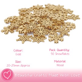 Special Touches 50 Mix Gold Wooden Christmas Snowflakes for Cardmaking Embellishments