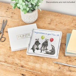 Hunts England - Luxury Boxed Badgers Funny New Job Congratulations Card - Milo's - Wildlife Card - Congratulations New Job Card For Animal Lovers - For Men, Women - Card In Keepsake Box