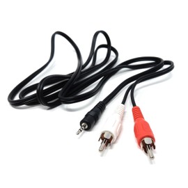 DRUT 1.5m 2.5mm 4 pole Jack to 2 x RCA Phono Plug Cable Lead 5ft