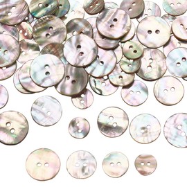 WEBEEDY 60 Pcs Nature Abalone Shell Buttons 2 Holes Sewing Buttons 20/18/15/12.5cm Round Seashell Buttons Craft for Shirt Jeans Jacket Sweater Coat Buttons Replacement DIY Sewing Crafts