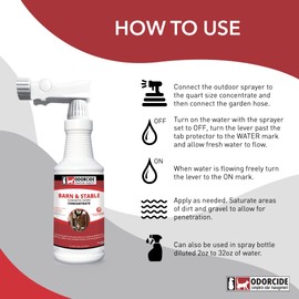 Odorcide Barn & Stable Odor Eliminator for Strong Odor – Cattle & Horse Supplies to Remove Odors – Animal-Safe All Surfaces Deodorizer – Non-Enzymatic Odor Neutralizer Horse Barn Supplies (32 oz)