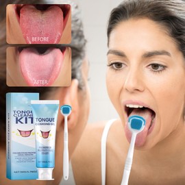 2Pcs Zungenreiniger Gel Zungengel Zungenreiniger-Set Zungenreinigungsgel Zungengel Zungenreinigungsgel Kann Mundgeruch Reduzieren Frischer Atem für Zungenreinigen mit 2 Zungenschaber