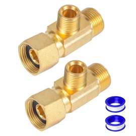 Breezliy Brass Angle Stop Add-A-Tee Valve 3/8" Compression Inlet by 1/4" Compression Outlet Easy Connect Tee (2 Pack)