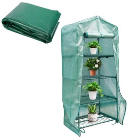 Sfcddtlg 4 Tier Greenhouse Replacement Cover, 63" x 27.2" x 19.3" PE Plant Greenhouse Cover with Roll-Up Zipper Door for Indoor Outdoor Gardening Plants Cold Frost Wind Rain Proof (Frame NOT Included)