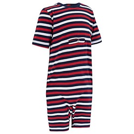 Kaycey Special Needs Adaptive Clothing with TUBE ACCESS For Children & Adults, Short Sleeve Zip Back Jumpsuit, XXL, Red-White-Blue