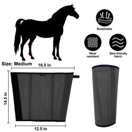 HUAME Horse Fly Boots, Breathable Mesh Protection Set of 4, Comfortable Horse Leggings, Breathable Mesh Design, Equine Supplies for Reduce Stomping, Hoof Damage & Leg Fatigue (Grey, Medium)