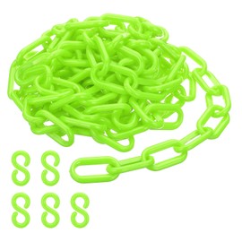 PATIKIL Plastic Chain Links, 10 Feet Safety Chains, Green Plastic Chains for Barriers, Crowd Control, Queue Lines, Parking, Fences, Gate, Concerts, and Decoration
