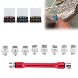 Camrusic Motorcycle Spoke Wrench Set, CNC 5.0-6.8mm, 93mm/3.7in for Most Bikes(Red)