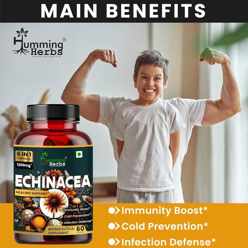 Humming Herbs Echinacea 1200Mg Elderberr,Bee Propolis & Selenium-Complex Cold Prevention,&