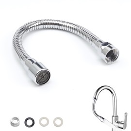 DIYCUT 30 cm Wasserhahnverlängerung, Edelstahl Verlängerung Wasserhahn, 360° Einstellbar Wasserhahnaufsatz mit Innengewinde/Außengewinde-Adapter und Dichtungen für Bad, Hotel Oder Küche