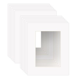 8x10 White Picture Mats with Core Bevel Cut Frame Mattes for 5x7 Pictures- Pack of 12