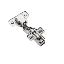 GTV - 4 x Hydraulic Hinges ECHC, Twin - Hinge with Damping - Middle Stop - Mounting Plate H=0 with Euro Screws - Silent Closing - Furniture Hinge Cupboard Door Hinge
