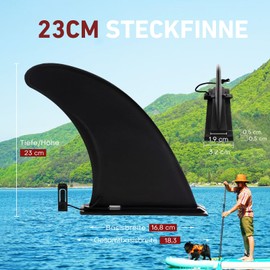 CHAMPIONPLUS Premium Black: SUP Fin - 9" Inflatable Paddle Board Accessories