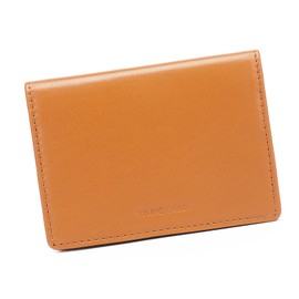 Vanquish Men's Business Card Holder, Genuine Leather, Large Capacity, Popular, Brand, Moist and Glossy, High Quality Oil Leather, Camel