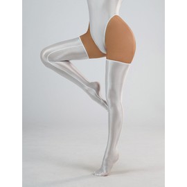 FEOYA Women Shiny Thigh Stockings Oil Glossy High Stockings Shimmery Opaque Stockings Over Knee Long Stockings for Party Black White Red