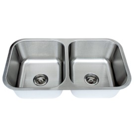 Wells CMU3318-99 Craftsmen Series Kitchen Sink, 33" 50/50 9" Deep, Brushed Matte Finish