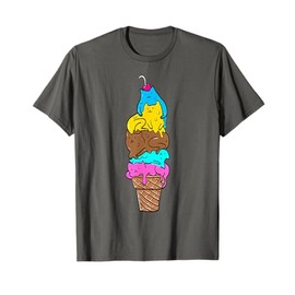 Cute Cat Ice Cream T-Shirt - Kitty Cat Dessert Shirt T-Shirt for Men Women Girls Kids
