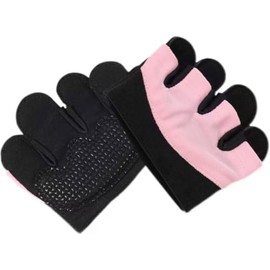 Workout Gloves for Men & Women Partial Weight Lifting Gloves Non-Slip Gym Gloves Lifting Grip for Weight Lifting Calluses Guard Fingerless Exercise Gloves with Full Palm Protection (Pink, L)